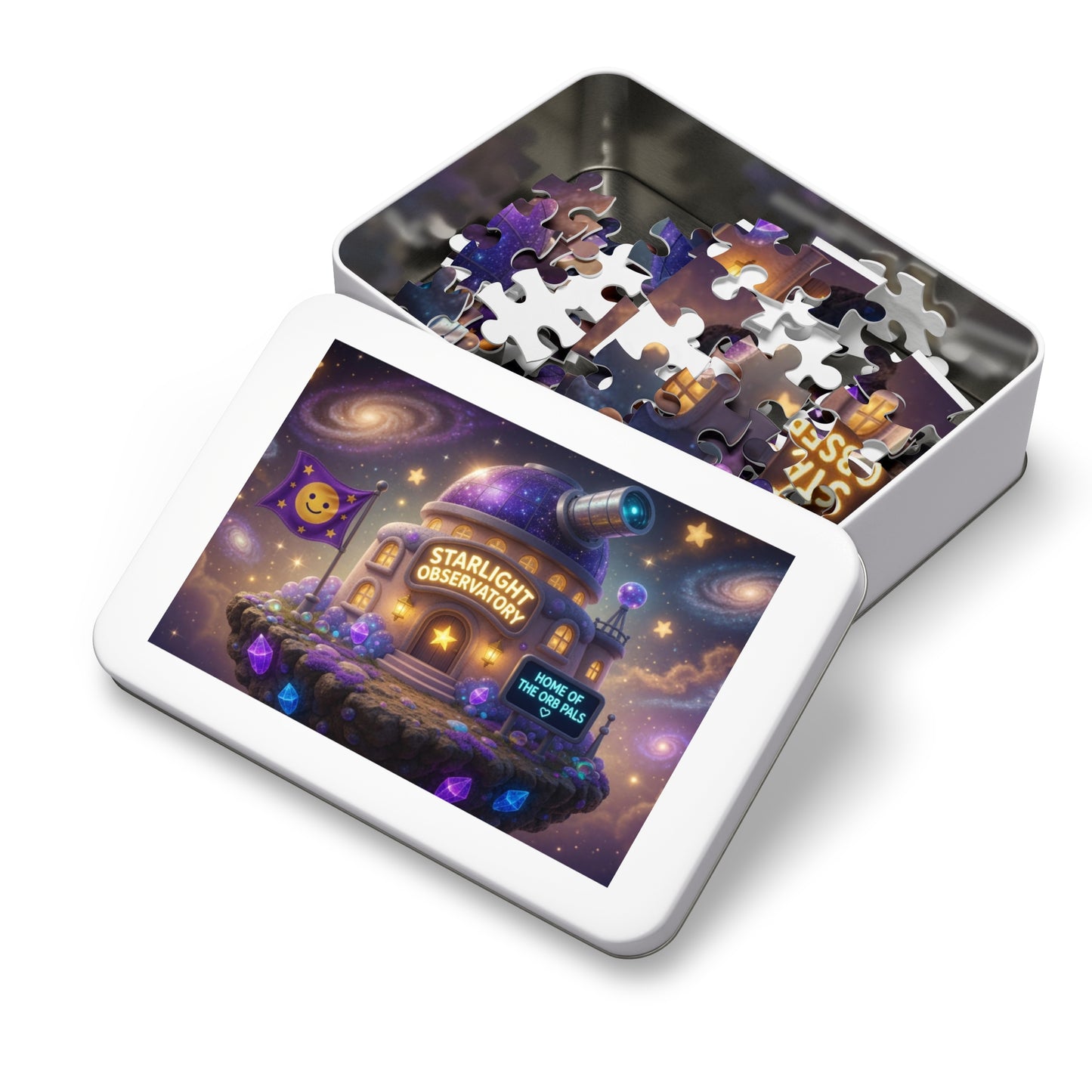 Starlight Observatory Jigsaw Puzzle with Tin – Fantasy Space Scene | OrbPals