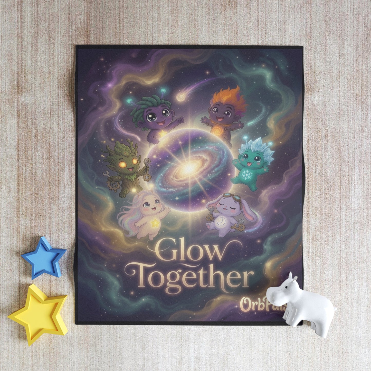 Glow Together Throw Blanket – Cute OrbPals Galaxy Plush Blanket