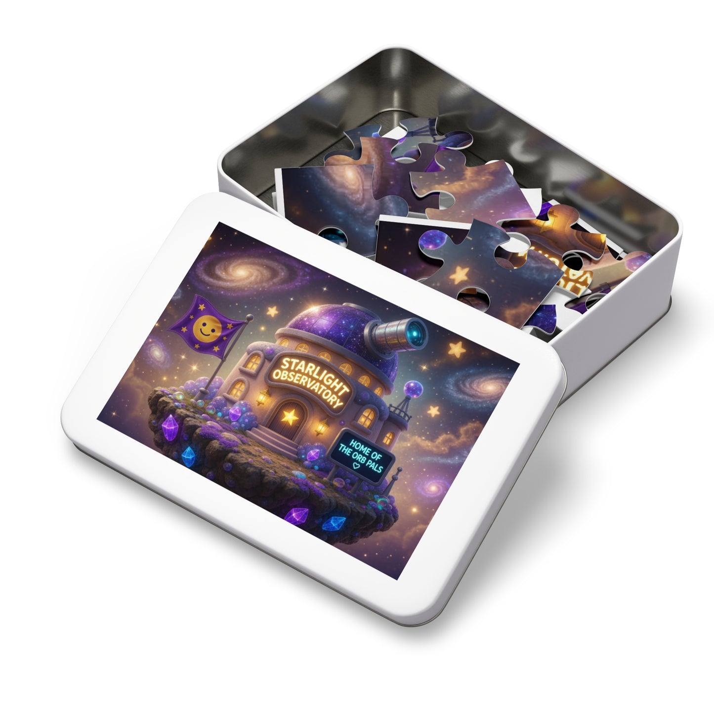 Starlight Observatory Jigsaw Puzzle with Tin – Fantasy Space Scene | OrbPals
