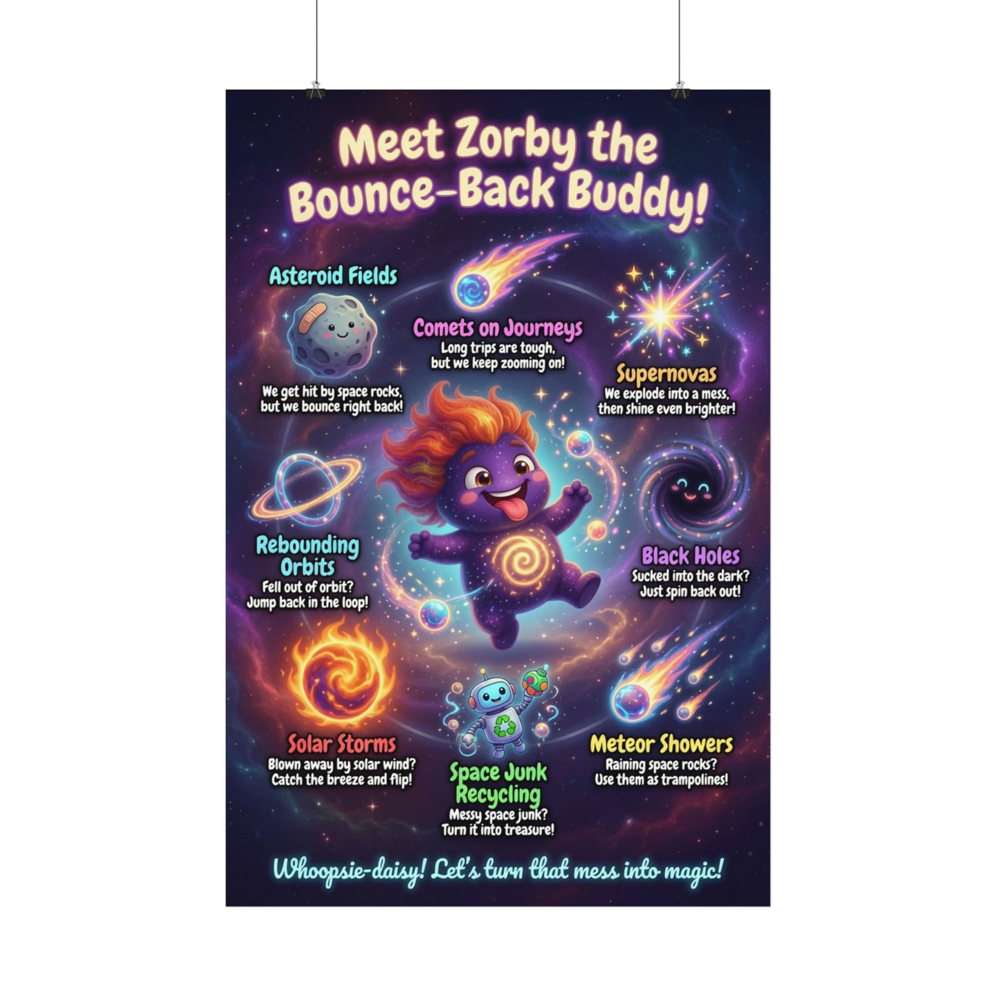 Zorby the Bounce-Back Buddy Satin Poster – Resilience Trait