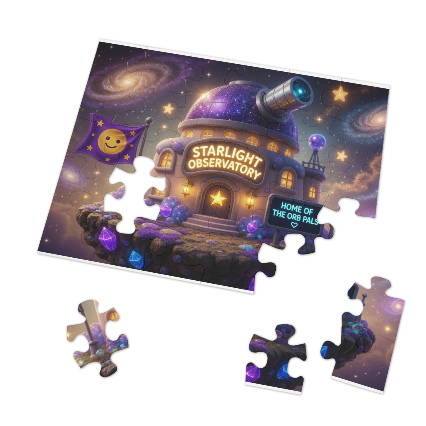 Starlight Observatory Jigsaw Puzzle with Tin – Fantasy Space Scene | OrbPals