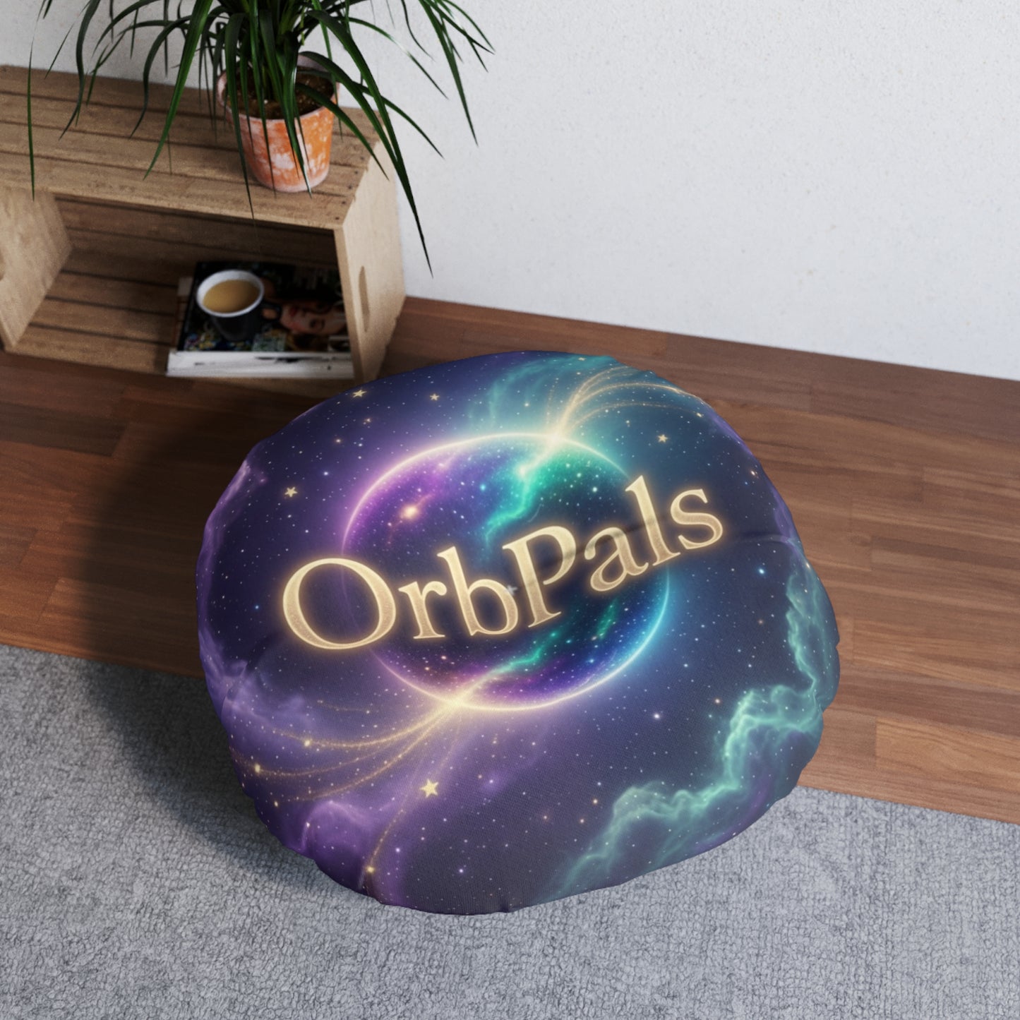 OrbPals Cosmic Round Floor Pillow – Tufted Galaxy Cushion