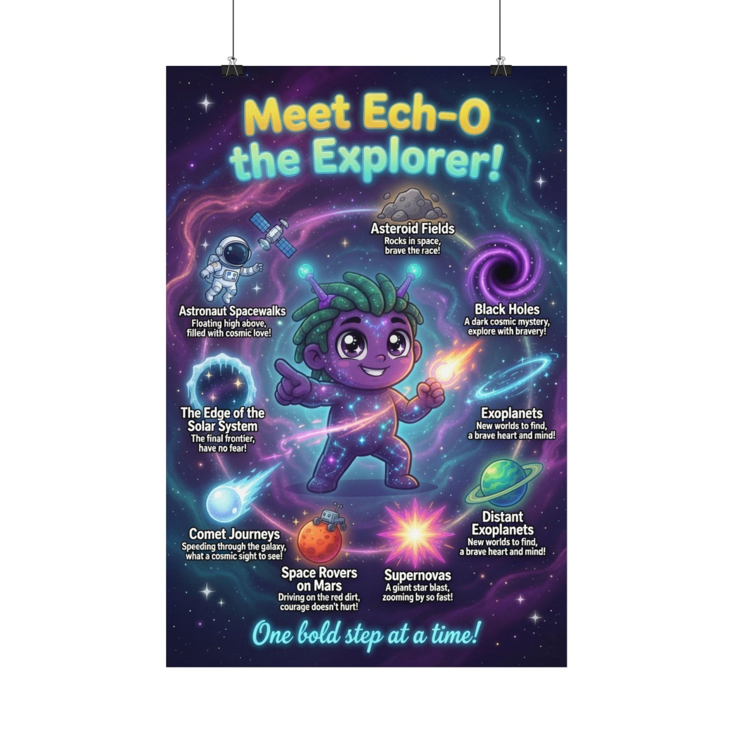 Ech-O the Explorer Satin Poster – Courage Trait Buddy