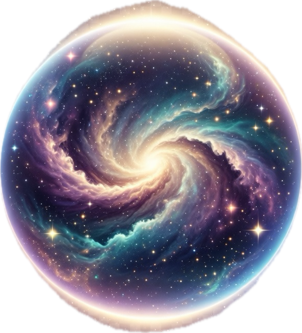 Glowing Cosmic Orb with swirling purple, blue, and gold galaxy colors from OrbPals